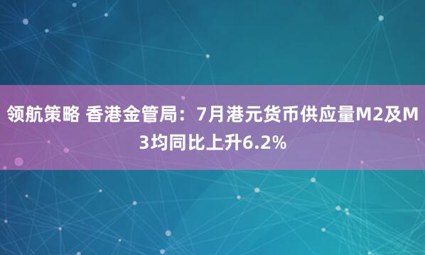 领航策略 香港金管局：7月港元货币供应量M2及M3均同比上升6.2%