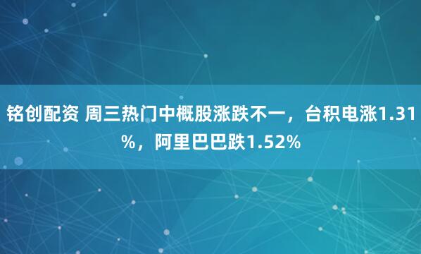 铭创配资 周三热门中概股涨跌不一，台积电涨1.31%，阿里巴巴跌1.52%